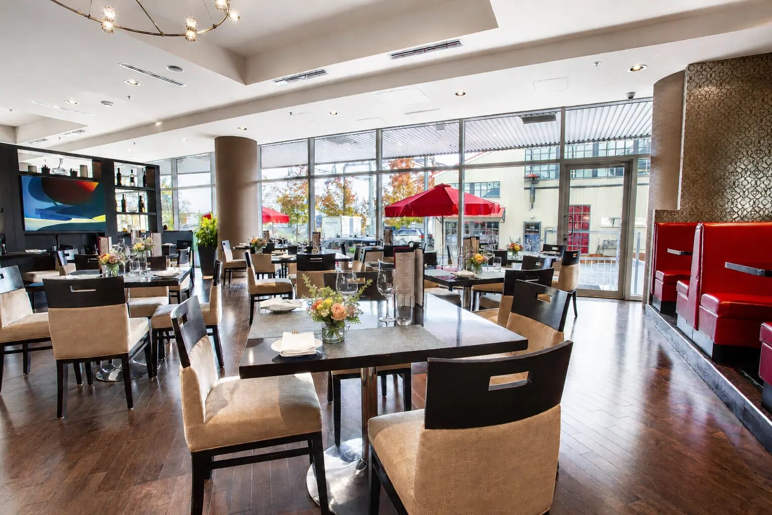 The Lobby restaurant dining room with waterfront patio views